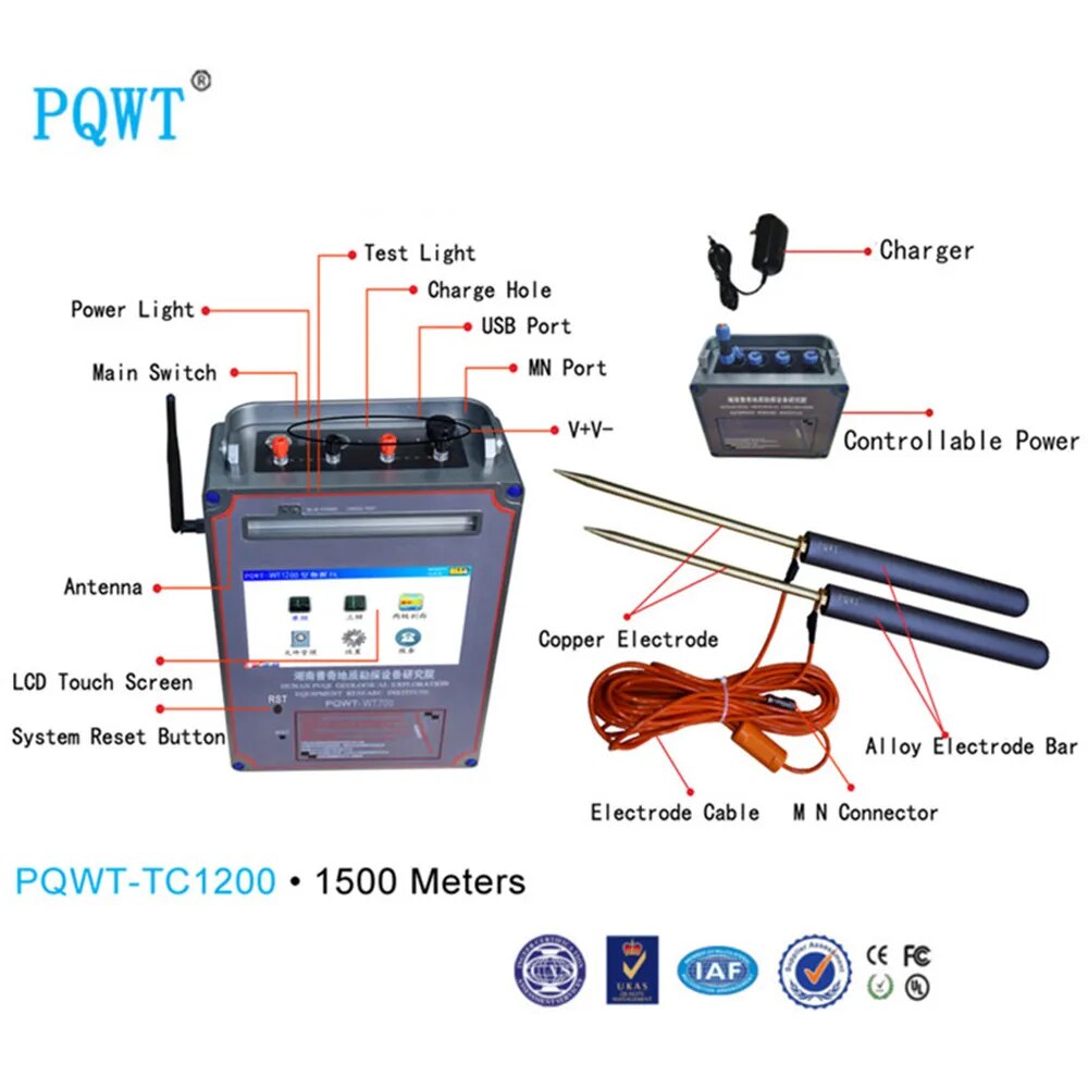 PQWT-TC1200 industrial metal detectors 1500m deep water detector Location of groundwater measurements instruments Well drilling