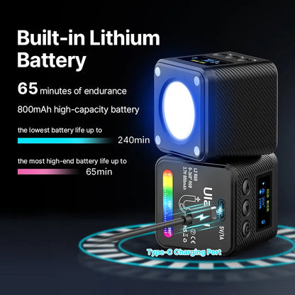 Ulanzi L2 RGB Mini COB cámara de vídeo luz regulable 360 ​​° luz a todo Color con difusor panal fotografía para cámara DSLR