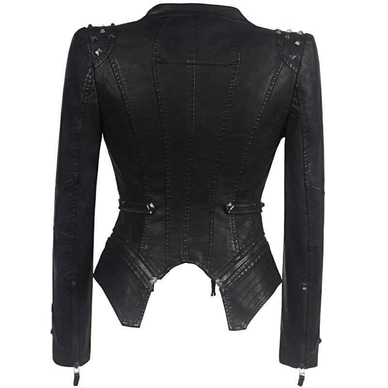 Leather Jacket Women Femme Veste Chaqueta Mujer Motorcycle