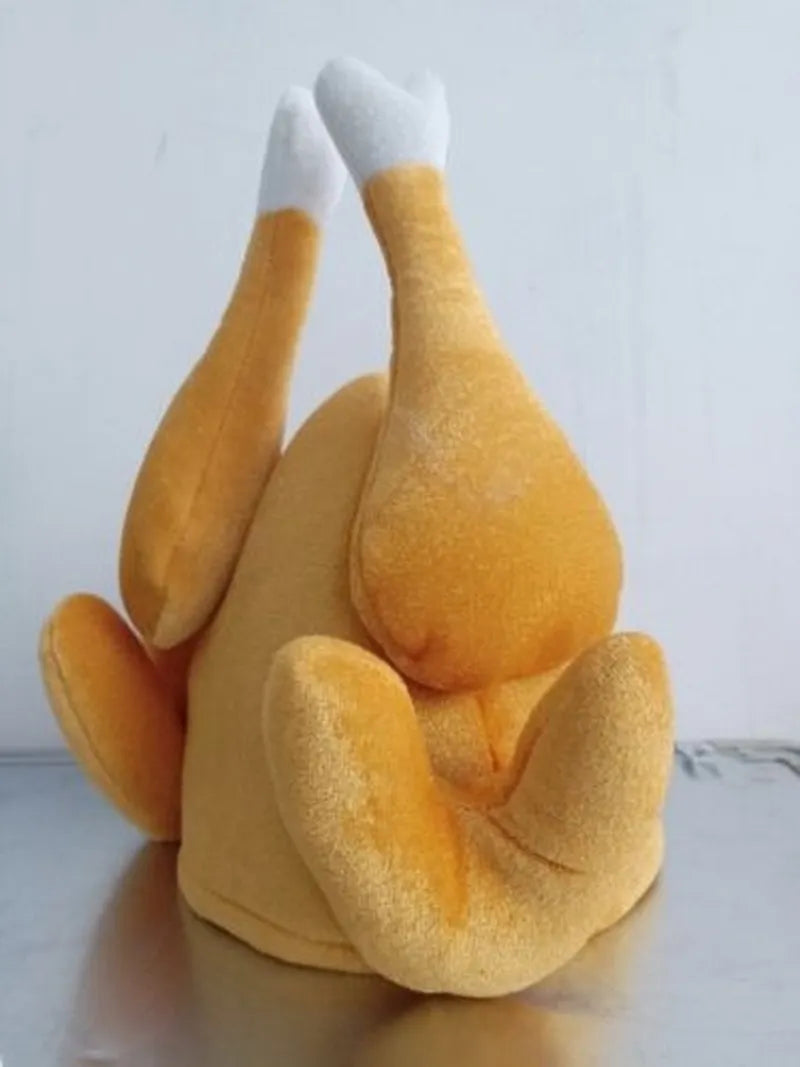 New Plush Roasted Thanksgiving Turkey Hat Novelty Cooked Chicken Bird Secret Santa Fancy Costume Dress Up Party