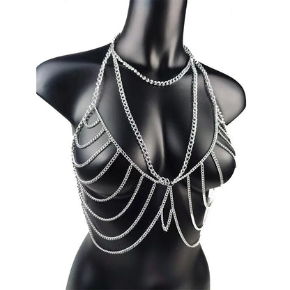 Cadena para el cuerpo, cadenas para el pecho sexys, joyería para el cuerpo, cadenas para el vientre para mujer, vestido de Bikini, accesorios de Jersey, sujetador, regalo para juegos de pareja