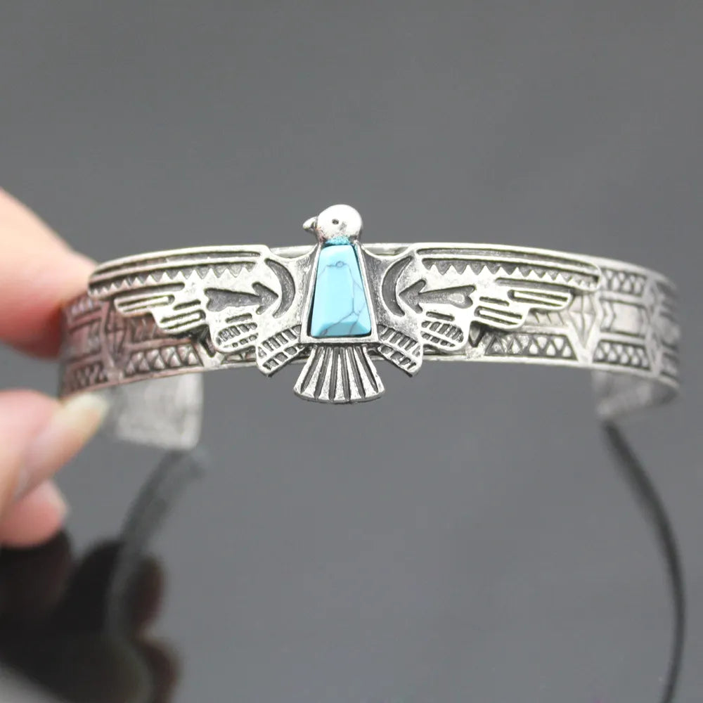 Vintage Gold Silver Plated Tribal Antique Carve Eagle Bracelets For Women Bangles Pulseiras Cuff Fashion Men Jewelry Accessories