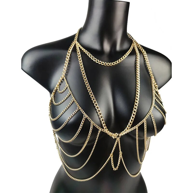 Body Chain Sexy Chest Chains Fashion Body Jewelry Belly Chains for Women Bikini Dress Sweater Accessories Bra Couple Games Gift