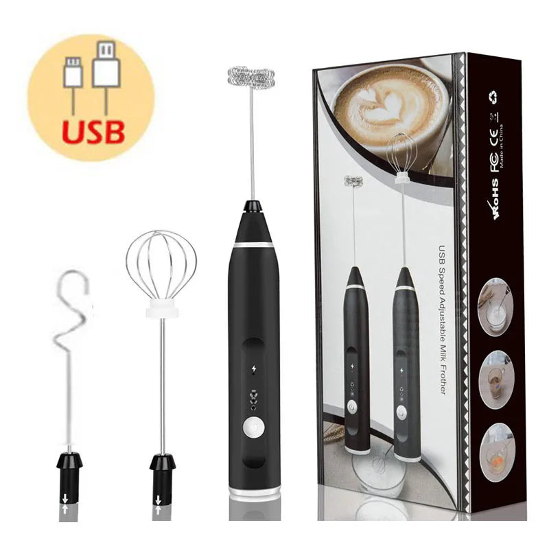 Batidora eléctrica de mano inalámbrica, minicafetera eléctrica USB, batidora para café, crema de capuchino
