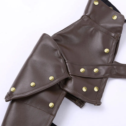 Conjunto de correas para el brazo, armadura de hombro Medieval de PU Steampunk gótica, remaches de Metal ajustables, Funda de cuero, accesorios para disfraz de Cosplay