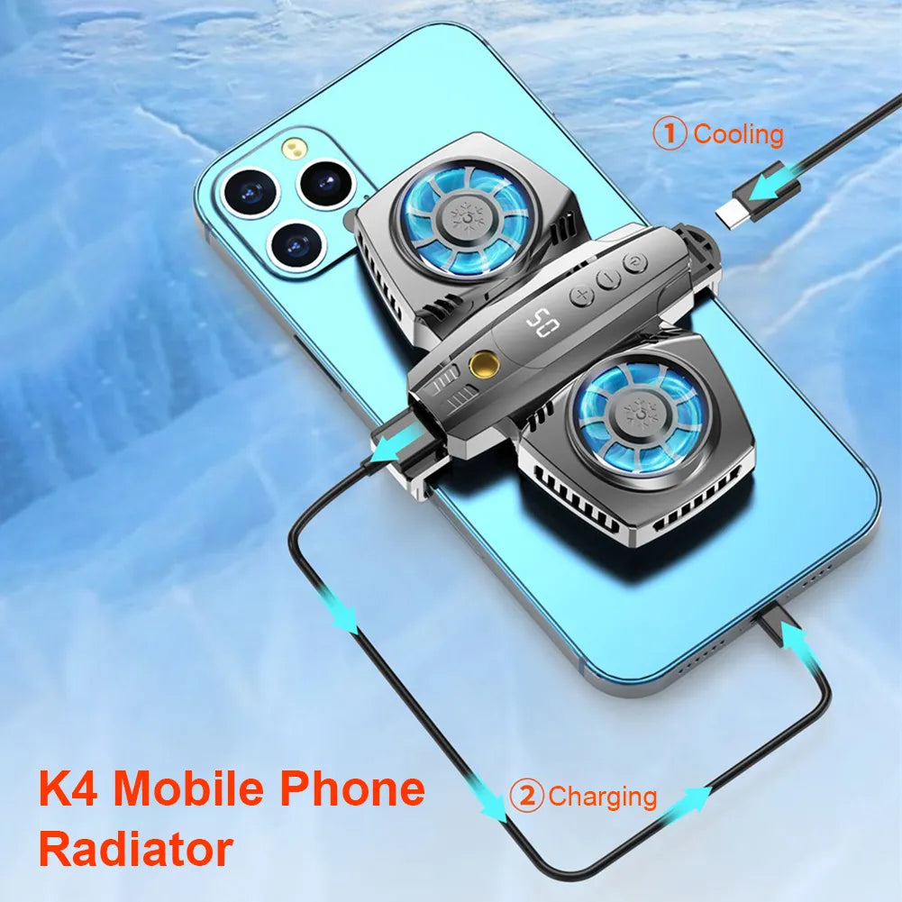 Mobile Phone Cooler Dual RGB Cooling Fan Phone Radiator For Xiaomi iPhone Cooler Heat Sink Game Cooling For Pubg Genshin Impact