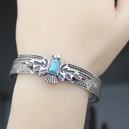 Vintage Gold Silver Plated Tribal Antique Carve Eagle Bracelets For Women Bangles Pulseiras Cuff Fashion Men Jewelry Accessories