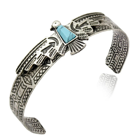 Vintage Gold Silver Plated Tribal Antique Carve Eagle Bracelets For Women Bangles Pulseiras Cuff Fashion Men Jewelry Accessories