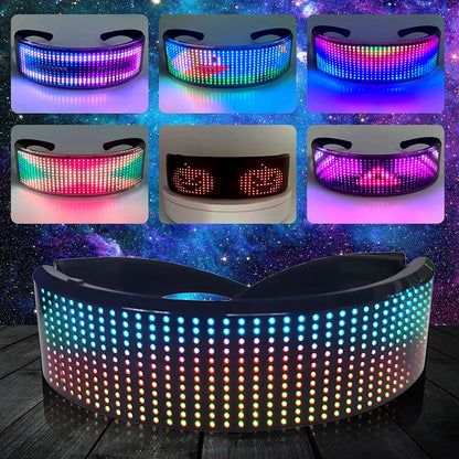 LED Smart Leuchtbrille DIY App Steuerung Elektronische futuristische Vollfarbbrille Halloween Festival KTV Bar Party Brille