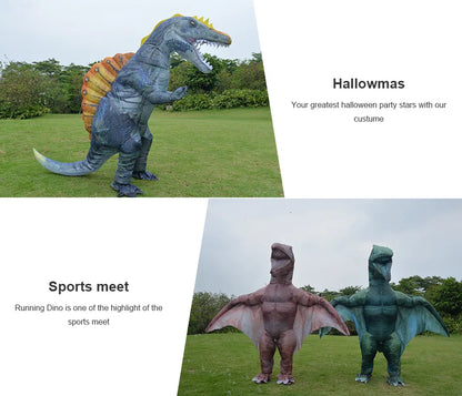 Neues aufblasbares Dino T-Rex Spinosaurus Pterosaur Triceratops Erwachsenes Velociraptor Kostüm Maskottchen Cosplay Halloween Frauen Mann Kind