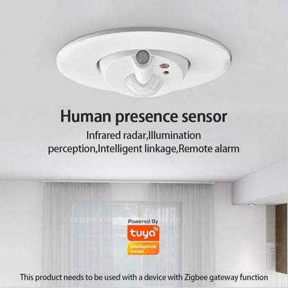 Sensor de presencia humana montado en el techo inteligente Tuya ZigBee Sensor de detección de movimiento del cuerpo humano Tuya