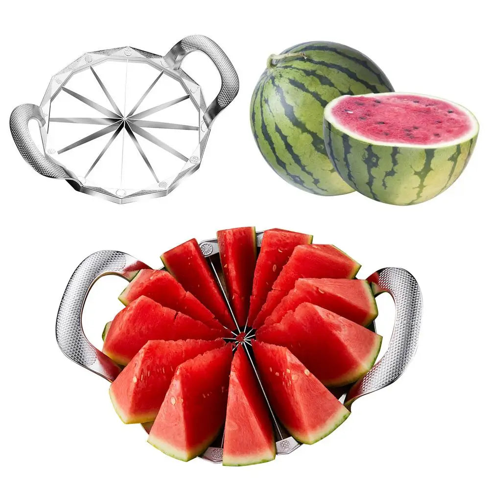 Wassermelonenschneider mit Griff, Ganzkörper-Obstschneider aus Edelstahl, Küchenutensilien-Gadget für Wassermelone, Kantalupenmelone