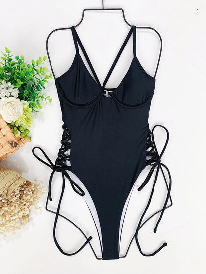 Bademode Damen Badeanzug Einteiler Bodysuit Damen Rückenfrei Bikini Figurbetont Badeanzug Damen Monokini Beachwear