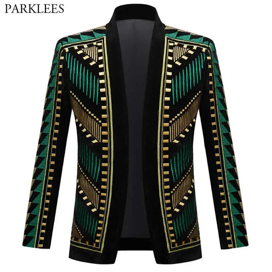 Luxus Afrikanische Stickerei Strickjacke Blazer Jacke Männer Schal Revers Slim Fit Gestreiften Anzug Jacken Männlichen Party Prom Hochzeit Kostüme