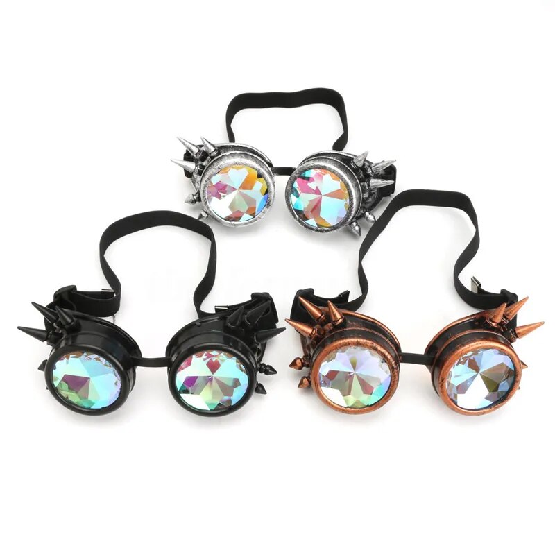 Steampunk Goggles Sunglasses Men Women Kaleidoscope Glasses Rave Festival Holographic Glasses Retro Party Cosplay Goggle Eyewear