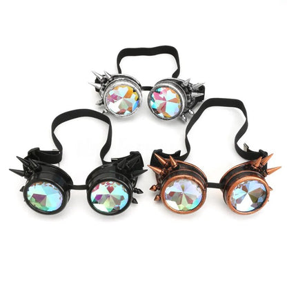 Steampunk Goggles Sunglasses Men Women Kaleidoscope Glasses Rave Festival Holographic Glasses Retro Party Cosplay Goggle Eyewear