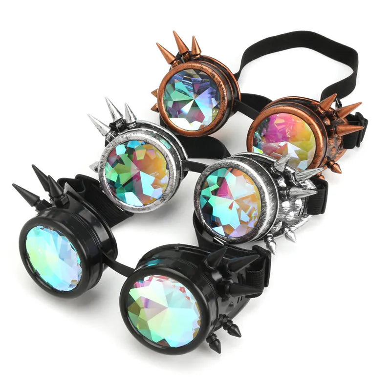 Gafas Steampunk, gafas de sol para hombres y mujeres, gafas caleidoscopio, gafas holográficas para Festival Rave, gafas de fiesta Retro, gafas de Cosplay