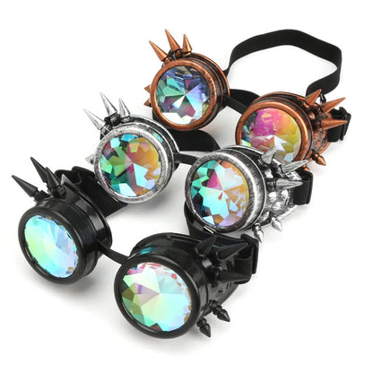 Steampunk Brille Sonnenbrille Männer Frauen Kaleidoskop Brille Rave Festival Holographische Gläser Retro Party Cosplay Goggle Brillen