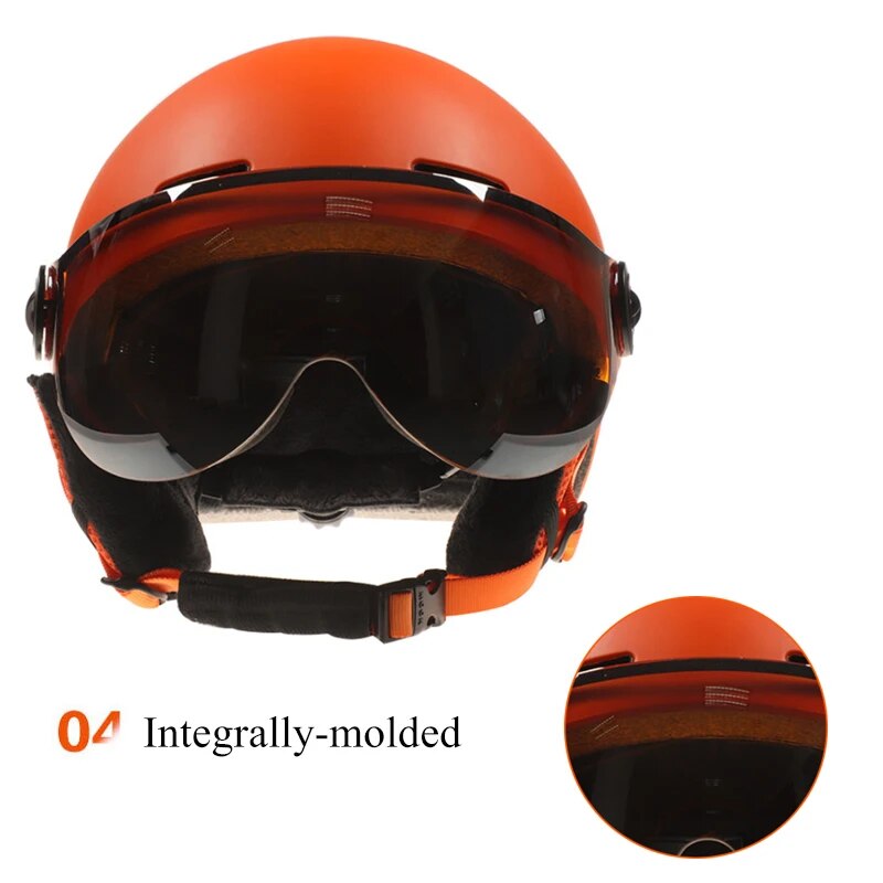 MOON Skihelm-Brille, integral geformter PC + EPS, hochwertiger Skihelm, Outdoor-Sport, Ski, Snowboard, Skateboard-Helme