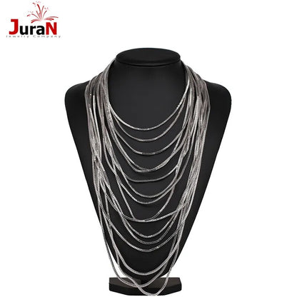 JURAN oro Punk Collar gargantilla larga cadena de Metal borla COLLAR COLGANTE gargantilla Maxi declaración Collar 3 colores 2023 tendencia nueva