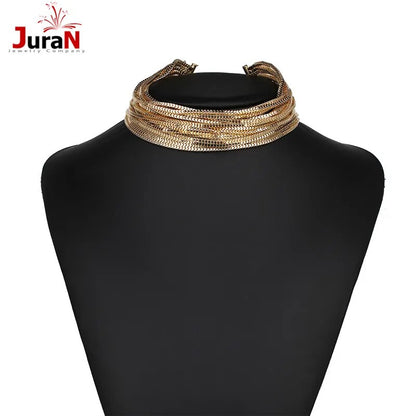 JURAN oro Punk Collar gargantilla larga cadena de Metal borla COLLAR COLGANTE gargantilla Maxi declaración Collar 3 colores 2023 tendencia nueva