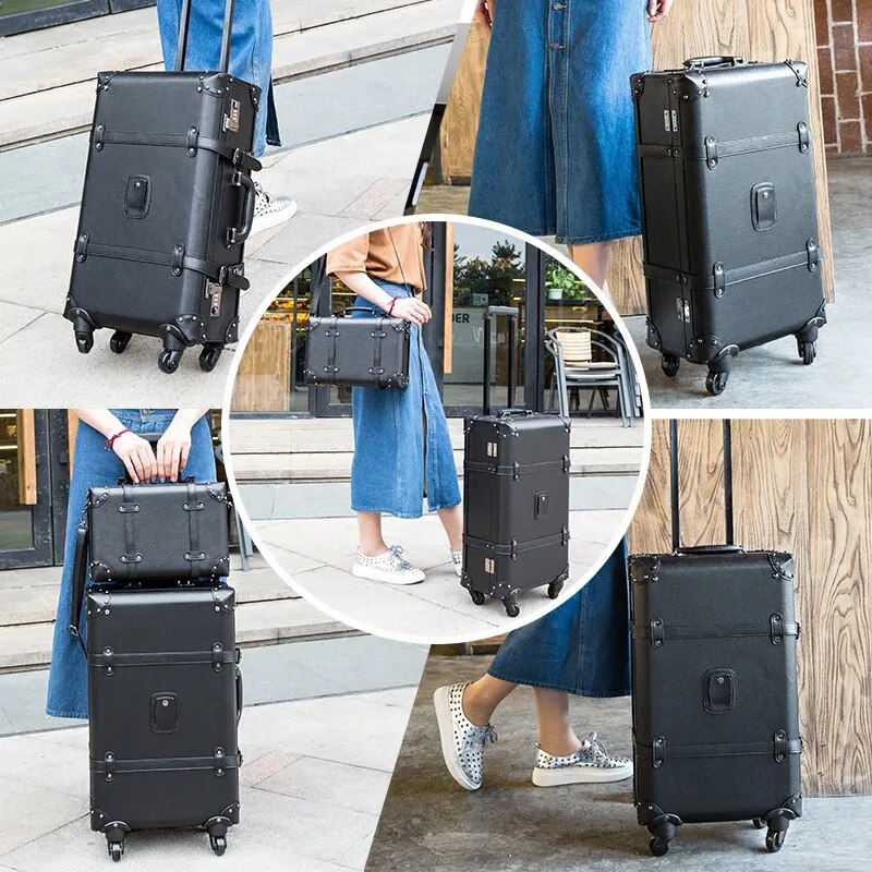 Retro Design High Grade 20/22/24 Inch Strong And Sturdy Trolley Boarding Suitcase Travel Waterproof Rolling Luggage Spinner Box