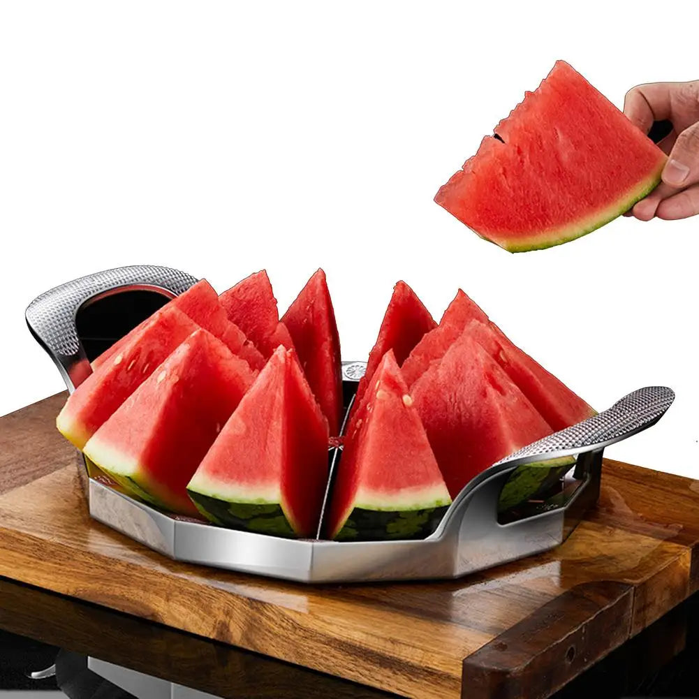 Wassermelonenschneider mit Griff, Ganzkörper-Obstschneider aus Edelstahl, Küchenutensilien-Gadget für Wassermelone, Kantalupenmelone