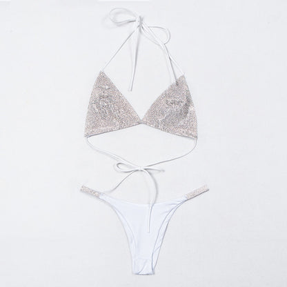 Diamant Bling Dessous Kristall Unterwäsche BH Set String Urlaub Strass Dessous Set Diamante BH Höschen Großhandel