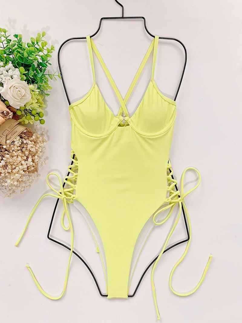 Bademode Damen Badeanzug Einteiler Bodysuit Damen Rückenfrei Bikini Figurbetont Badeanzug Damen Monokini Beachwear