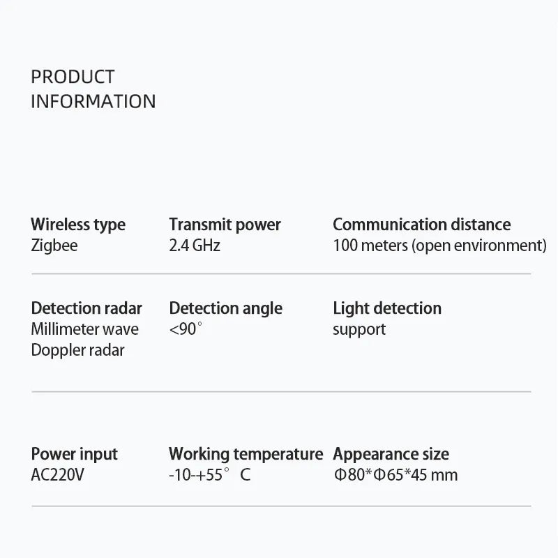 Sensor de presencia humana montado en el techo inteligente Tuya ZigBee Sensor de detección de movimiento del cuerpo humano Tuya