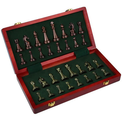 Professional Chess Pieces International Wooden Chessboard Folding Metal Chess Pieces Set Children Aldult Decor with Gift Box