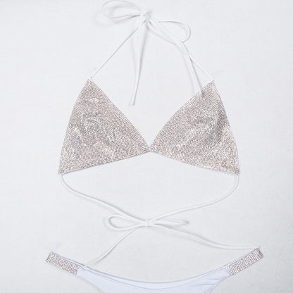 Diamant Bling Dessous Kristall Unterwäsche BH Set String Urlaub Strass Dessous Set Diamante BH Höschen Großhandel