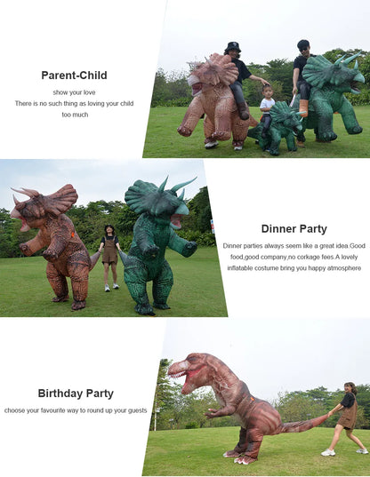 New Inflatable Dino T-Rex Spinosaurus Pterosaur Triceratops Adult Velociraptor Costume Mascot Cosplay Halloween Women Man Kid