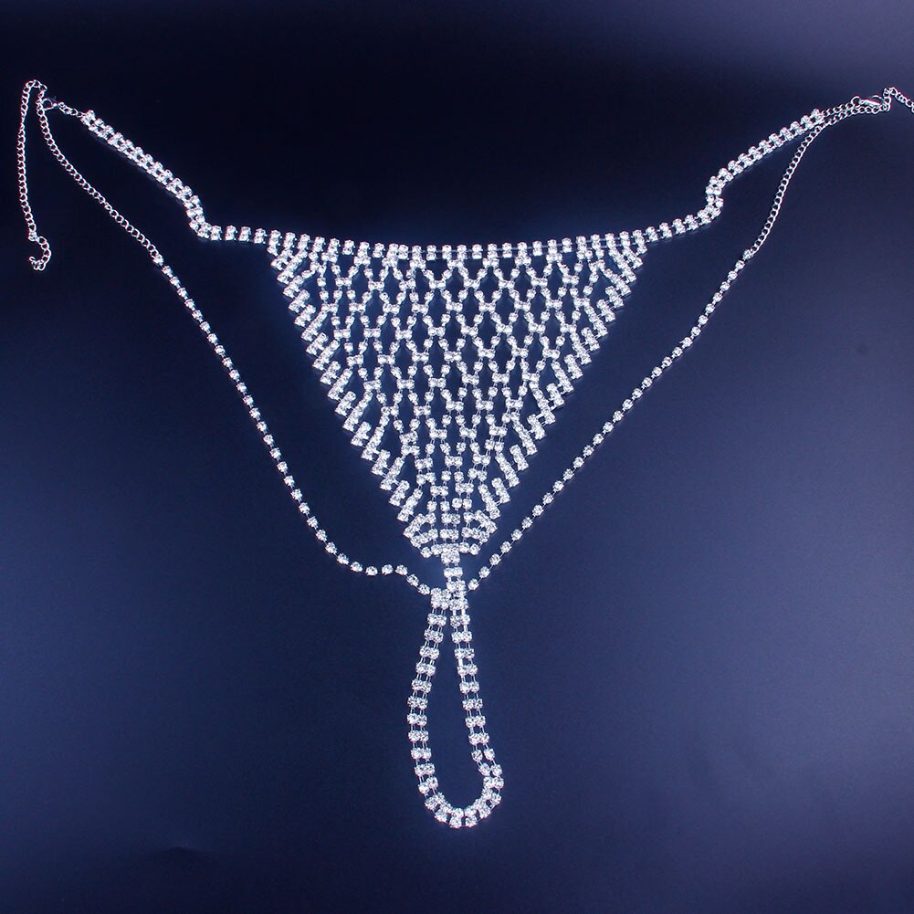 Sexy Rhinestone Crystal Bralette Lingerie Set Women's Underwear Jewelry for Lady Chain Bling Rhinestone Bra and Thong