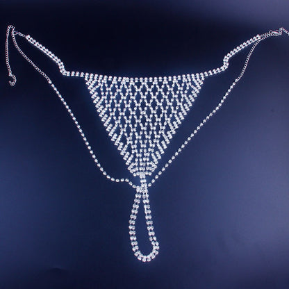 Sexy Rhinestone Crystal Bralette Lingerie Set Women's Underwear Jewelry for Lady Chain Bling Rhinestone Bra and Thong