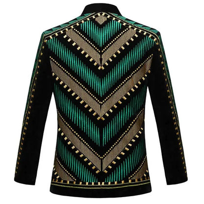 Luxus Afrikanische Stickerei Strickjacke Blazer Jacke Männer Schal Revers Slim Fit Gestreiften Anzug Jacken Männlichen Party Prom Hochzeit Kostüme