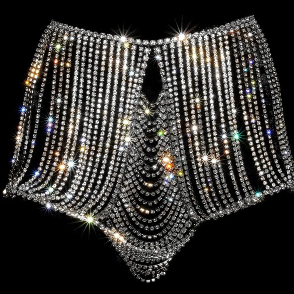 Stonefans-Bikini ostentoso con cristales para mujer, Tanga, joyería, lencería con diamantes de imitación, ropa interior de lujo, cadena para el cuerpo, discoteca y discoteca