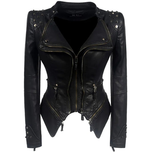 Leather Jacket Women Femme Veste Chaqueta Mujer Motorcycle