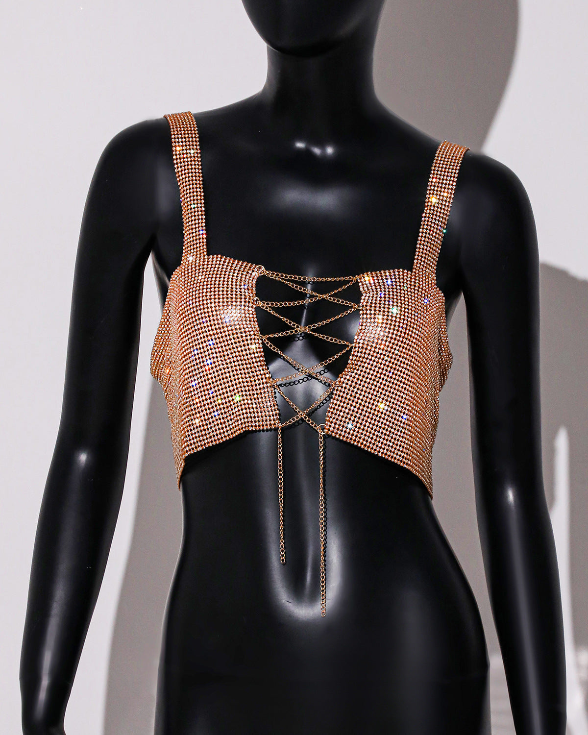 Women Clothing Top Metal Full Diamond Sexy Suspenders Sexy Top Sling Women