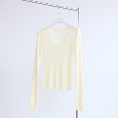 U Collar Sweater Base Shirt Autumn Winter Sweater Inner Wearing Women Clothing Top