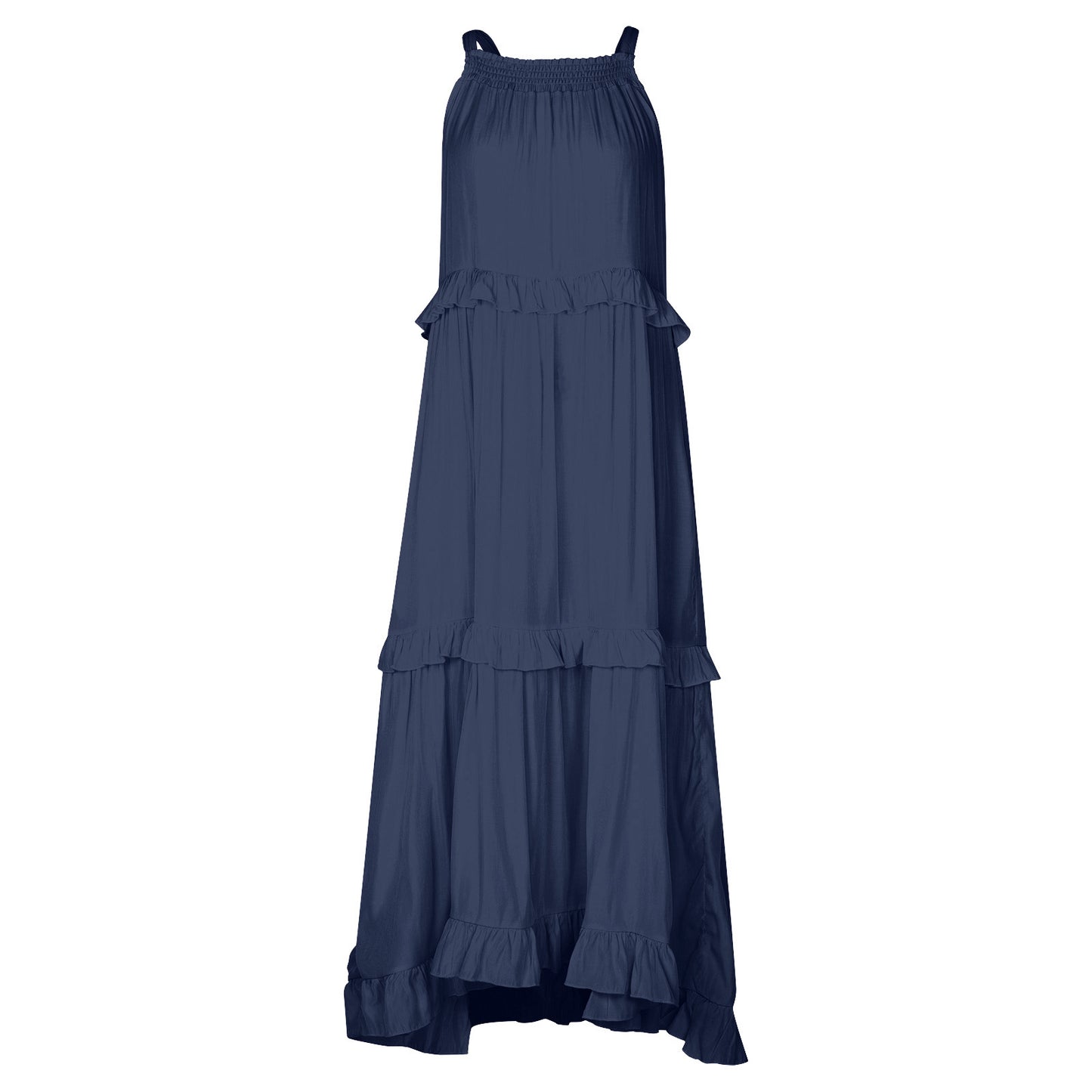 Sommerkleid Unregelmäßiges Asymmetrisches Stufenkleid Ärmellos Langes Bodenlanges Kleid Urlaubskleid Damen