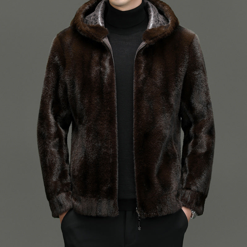 Men's Double-sided Double Gold Mink Velvet Turn-down Collar Coat