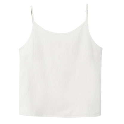 Camisola de ramio para mujer, ropa interior de primavera y verano, base de lino y algodón, nicho que se puede usar con cuello redondo, sin mangas, top de lino y algodón