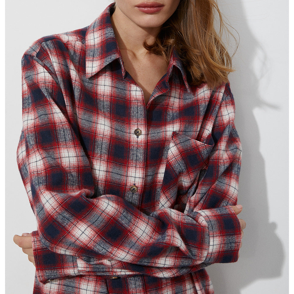 Plaid Shirt Spring Women Classic Oversize Loose All Match Plaid Unisex Shirt