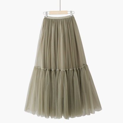 Large Swing A- Line Umbrella Mid-length Mesh Bubble Skirt