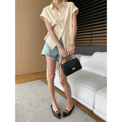 Light Oxygen Summer Thin Cotton Texture Simple Office Loose Casual Small Shirt