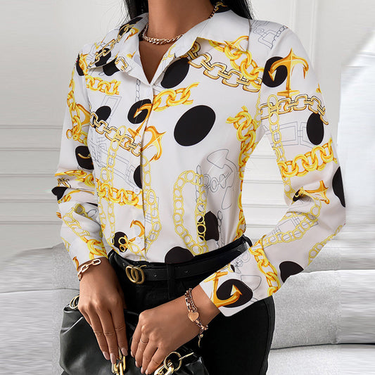 Top Shirt Spring Autumn Long Sleeve Elegant Single Breasted Cardigan Shirt Women