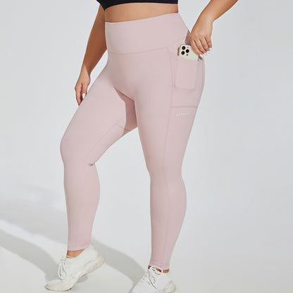 Plus Size Sports Pocket Fitness Trousers Letter Graphic Peach Pants Running Hip Raise High Waist Stretch Tights Yoga Pants Women