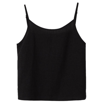 Ramie Camisole Women Spring Summer Inner Wear Base Cotton Linen Niche Can Wear round Neck Sleeveless Cotton Linen Top