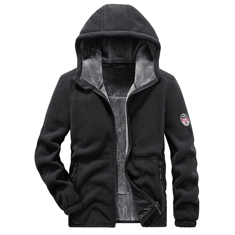 Plus Size Men's Jacket Sports Hooded Fleece-lined